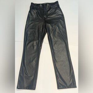Abercrombie & Fitch 90’s Straight Ultra High Rise Black Faux Leather 27/4 Pants
